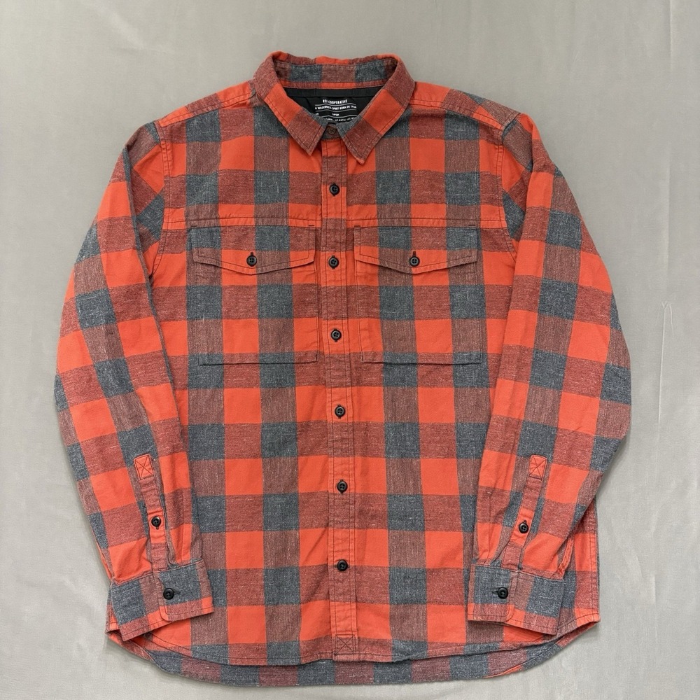 REI Co-op Wallace Lake Flannel Shirt Orange Plaid Long Sleeve Outdoors Mens L